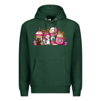 Sports Green pink Christmas winter snowman coffee Premium Hoodie - Jasminsmagicworld