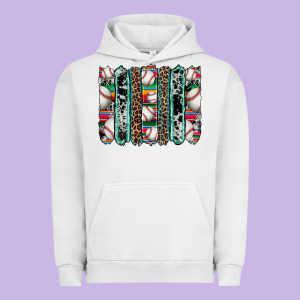 Baseball Serape Cowhide Turquoise Leopard Glitter  Brushstrokes Urban Hoodie Designed By Artiststas