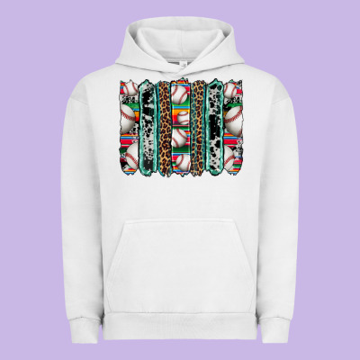 Baseball Serape Cowhide Turquoise Leopard Glitter  Brushstrokes Urban Hoodie Designed By Artiststas