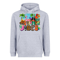 Heather Grey summer vibes camp Heavyweight Hoodie - Zillion Design Studio