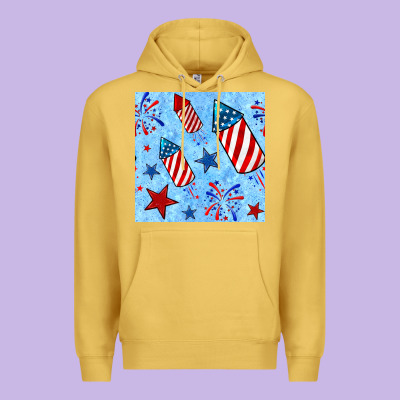 4th Of July Firecracker And Star Seamless  Pattern Premium Hoodie Designed By Bundleandbundleshop