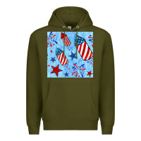 Army Green 4th of july firecracker and star seamless  pattern Premium Hoodie - BundleAndBundleShop