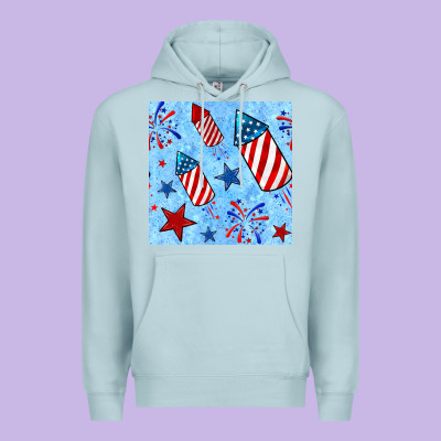 4th Of July Firecracker And Star Seamless  Pattern Premium Hoodie Designed By Bundleandbundleshop