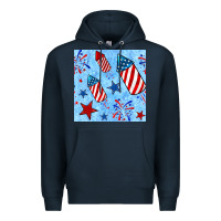 Navy 4th of july firecracker and star seamless  pattern Premium Hoodie - BundleAndBundleShop
