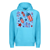 Ocean Blue 4th of july firecracker and star seamless  pattern Premium Hoodie - BundleAndBundleShop