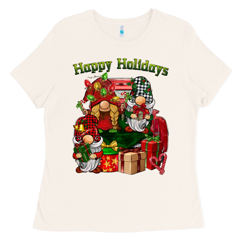 Happy Holidays Gnomes Truck Ladies Tee by BarkalooDesign | Teevron