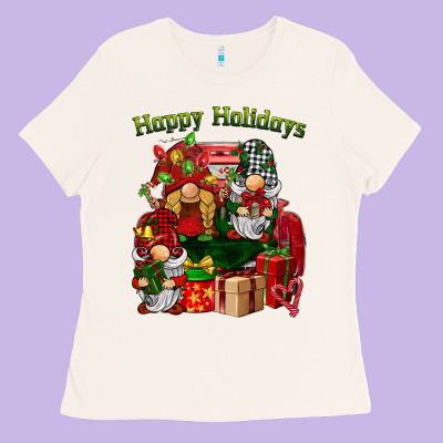 Happy Holidays Gnomes Truck Ladies Tee Designed By Barkaloodesign