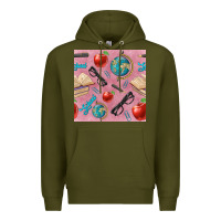 Army Green Teacher Seamless Pattern Premium Hoodie - BundleAndBundleShop