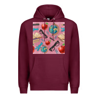 Burgundy Teacher Seamless Pattern Premium Hoodie - BundleAndBundleShop
