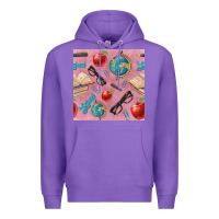 Purple Teacher Seamless Pattern Premium Hoodie - BundleAndBundleShop