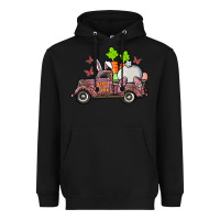 Black happy easter pink truck with bunny Heavyweight Hoodie - RanaPortraitStore