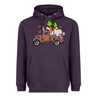 Plum happy easter pink truck with bunny Heavyweight Hoodie - RanaPortraitStore
