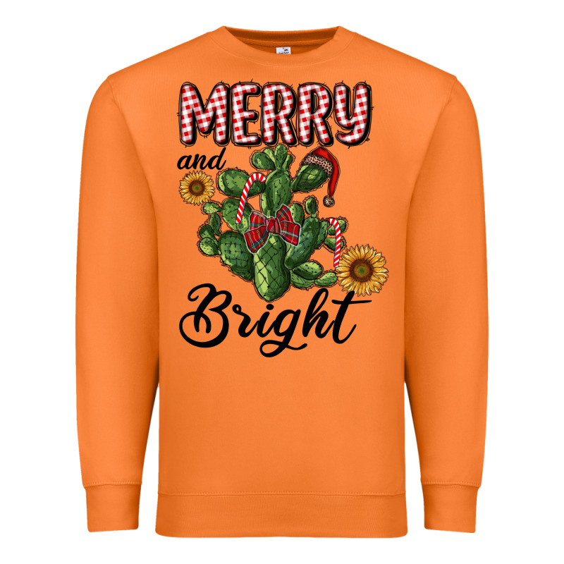 Merry And Bright With Cactus Premium Sweatshirt by RanaPortraitStore | Teevron