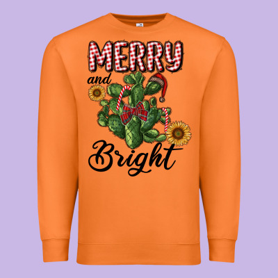 Merry And Bright With Cactus Premium Sweatshirt Designed By Ranaportraitstore