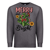 Charcoal Heather merry and bright with cactus Premium Sweatshirt - RanaPortraitStore