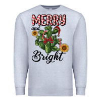 Heather Grey merry and bright with cactus Premium Sweatshirt - RanaPortraitStore