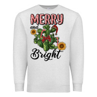 Oatmeal Heather merry and bright with cactus Premium Sweatshirt - RanaPortraitStore