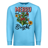 Ocean Blue merry and bright with cactus Premium Sweatshirt - RanaPortraitStore