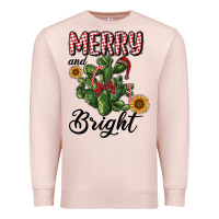 Pale Pink merry and bright with cactus Premium Sweatshirt - RanaPortraitStore