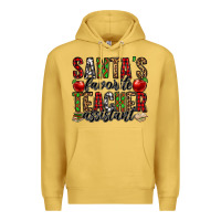 Antique Gold santa's favorite teacher assistant Premium Hoodie - Jasminsmagicworld