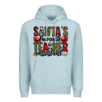 Blue Mist santa's favorite teacher assistant Premium Hoodie - Jasminsmagicworld