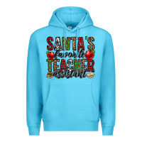 Ocean Blue santa's favorite teacher assistant Premium Hoodie - Jasminsmagicworld