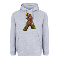 Heather Grey juneteenth nail art with afro hand Heavyweight Hoodie - texasbilliewilder