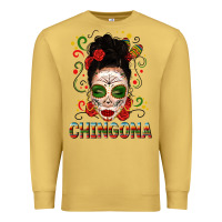 Antique Gold Mexicana Skull Girl Messy Bun Premium Sweatshirt - texasbilliewilder