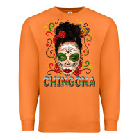 Carrot Mexicana Skull Girl Messy Bun Premium Sweatshirt - texasbilliewilder