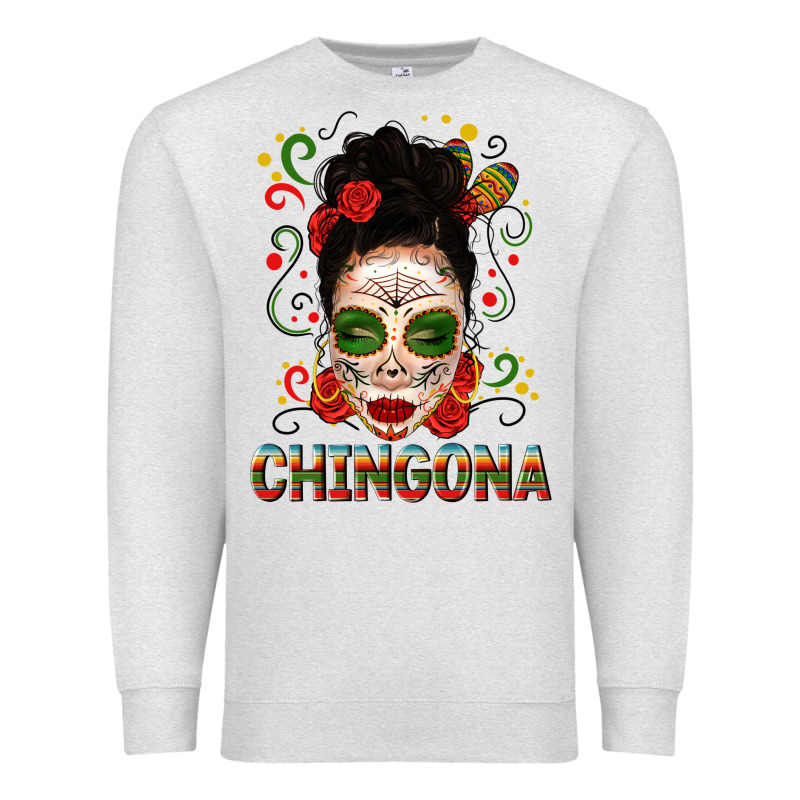 Mexicana Skull Girl Messy Bun Premium Sweatshirt by texasbilliewilder | Teevron