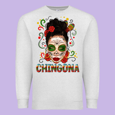 Mexicana Skull Girl Messy Bun Premium Sweatshirt Designed By Texasbilliewilder