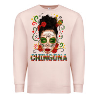Pale Pink Mexicana Skull Girl Messy Bun Premium Sweatshirt - texasbilliewilder