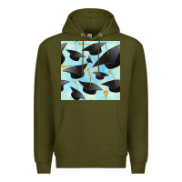 Army Green graduation cap seamless pattern Premium Hoodie - BundleAndBundleShop