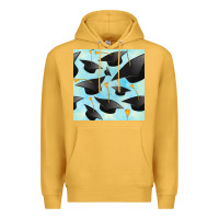 Mustard graduation cap seamless pattern Premium Hoodie - BundleAndBundleShop