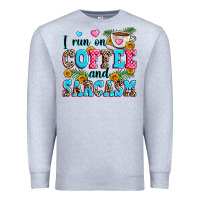 Heather Grey i run on coffee and sarcasm Premium Sweatshirt - Zillion Design Studio