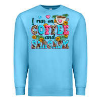 Ocean Blue i run on coffee and sarcasm Premium Sweatshirt - Zillion Design Studio