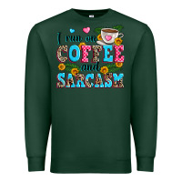 Sports Green i run on coffee and sarcasm Premium Sweatshirt - Zillion Design Studio