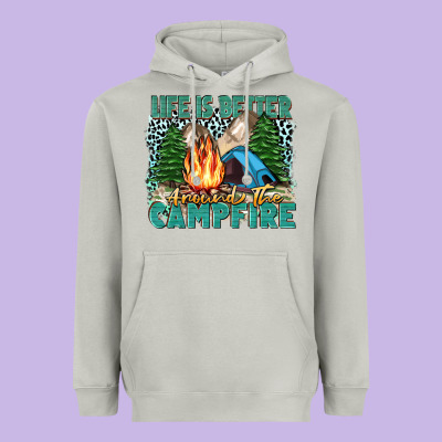 Life Is Better Around The Campfire Heavyweight Hoodie Designed By Zillion Design Studio