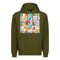 Army Green back to school seamless pattern Premium Hoodie - BundleAndBundleShop