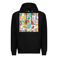 Black back to school seamless pattern Premium Hoodie - BundleAndBundleShop