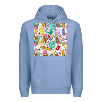 Colony Blue back to school seamless pattern Premium Hoodie - BundleAndBundleShop
