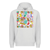 Dove Grey back to school seamless pattern Premium Hoodie - BundleAndBundleShop