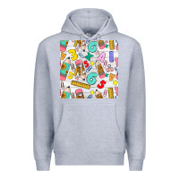 Heather Grey back to school seamless pattern Premium Hoodie - BundleAndBundleShop