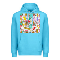 Ocean Blue back to school seamless pattern Premium Hoodie - BundleAndBundleShop
