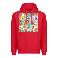 Red back to school seamless pattern Premium Hoodie - BundleAndBundleShop
