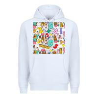 White back to school seamless pattern Premium Hoodie - BundleAndBundleShop