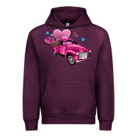 Mauve Wine truck with hearts Urban Hoodie - AdoDesignShop