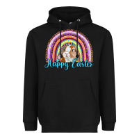 Black happy easter rainbow bunny Heavyweight Hoodie - RanaPortraitStore