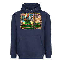 Navy Happy easter rooster chicken and chick Heavyweight Hoodie - RanaPortraitStore