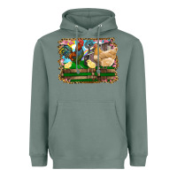 Sage Happy easter rooster chicken and chick Heavyweight Hoodie - RanaPortraitStore